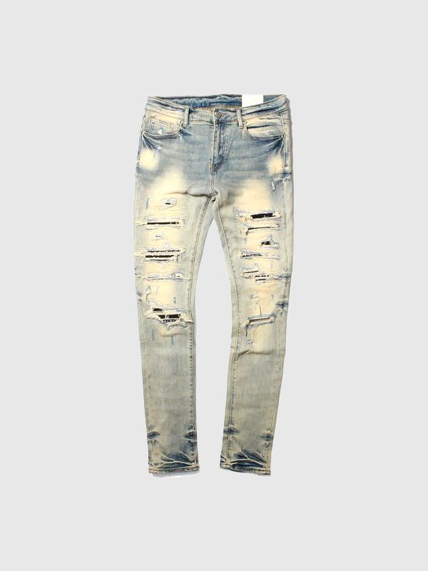 mnml,ミニマル,スキニー,X165,PASLEY,STRETCH,DENIM,ペイズリー,ストレッチ,デニム,ダメージ加工,ブリーチ,23ML-SP222D