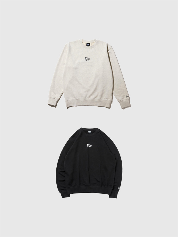 NEW,ERA,ニューエラ,スウェット,トレーナー,裏毛,無地,フラッグロゴ,ブラック,オートミール,14324653,13755318,Flag,Logo,Mini