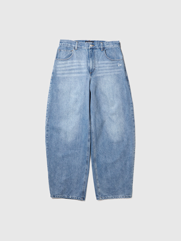 NEW,ERA,ニューエラ,デニムパンツ,綿,100%,バレルパンツ,バギー,ルーズ,テーパード,ウエストゴム,ドローコード,15129506,15129507