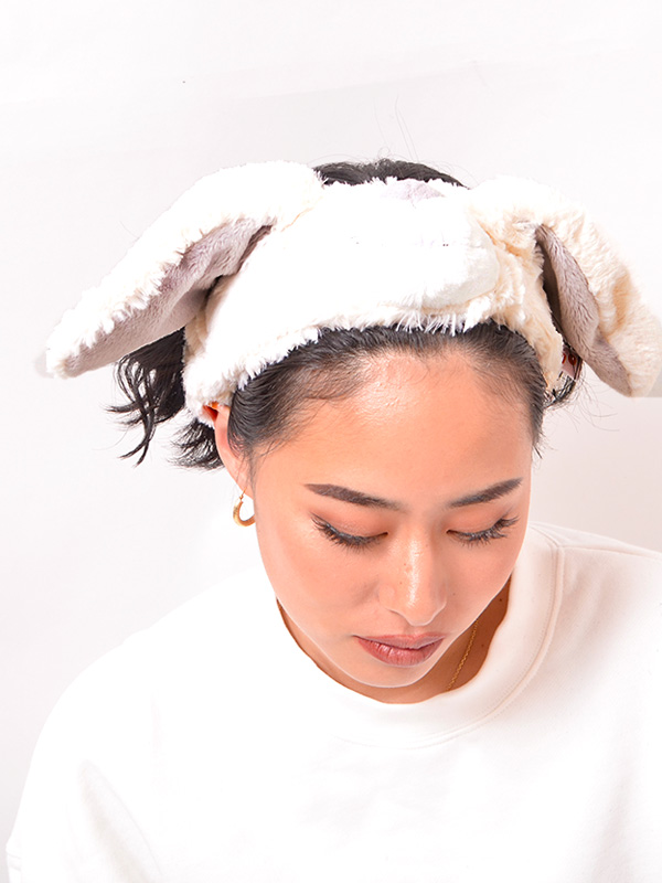 NICI,ニキ,ヘアバンド,洗顔,キャラクター,かわいい,ユキウサギ,レディース,メンズ,もこもこ,ふわふわ,洗顔時,お風呂上り,NICI-3