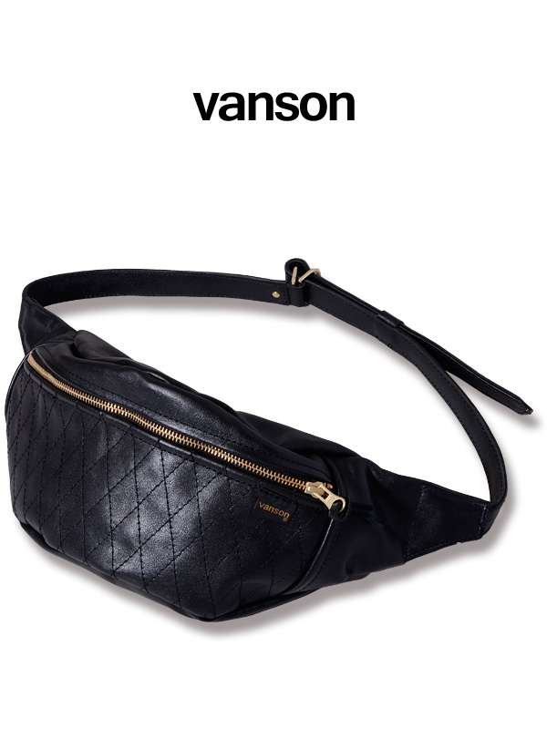 vanson 黒 レザー ファニーパック ショルダーバッグ 極美品 バンソン vansonオリジナル ファニーパック レザー ウエスト