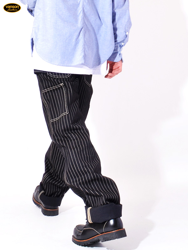 VANSON,バンソン,パンツ,ペインターパンツ,デニム,メンズ,レディース,ウォバッシュ,日本製,黒,NVBL-301-BW