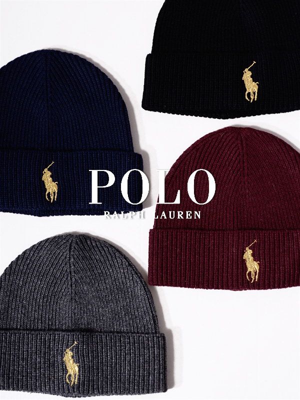 Polo Ralph Lauren ビッグポニー刺繍ビーニー po494 POLO RALPH LAUREN ポロ ラルフローレン ビッグポニー 刺繍 リブ