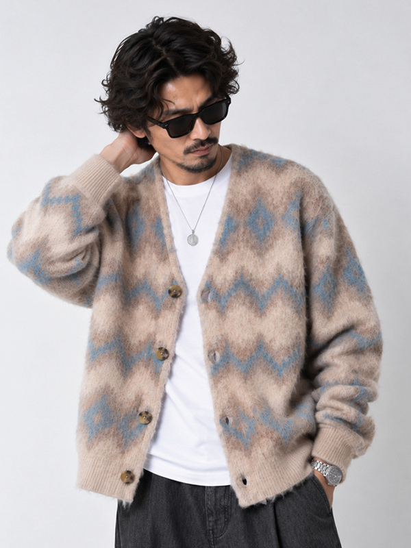PENDLETON,ペンドルトン,カーディガン,モヘア混,シャギー,ニット,カーディガン,ダブルジャガード,ネイティブ柄,6575-6017