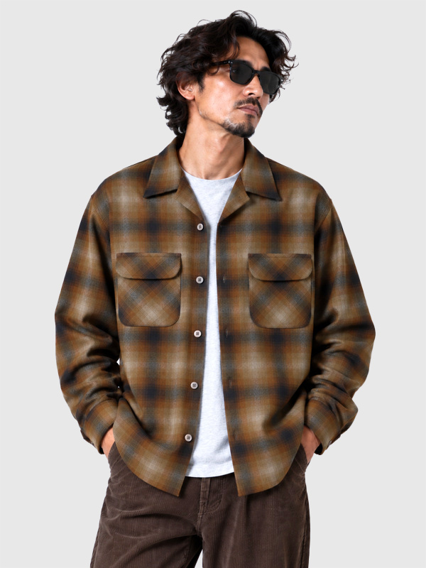 ペンドルトン ウールジャケット チェック 長袖 羽織 開襟 PENDLETON ペンドルトン ウール オープン カラー シャツ ボードシャツ