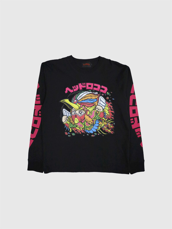 ビックリマン,Tシャツ,長袖,メンズ,レディース,ヘッドロココ,ビックリマンシール,風,刺繍,プリント,おしゃれ,かっこいい,BKM-2507