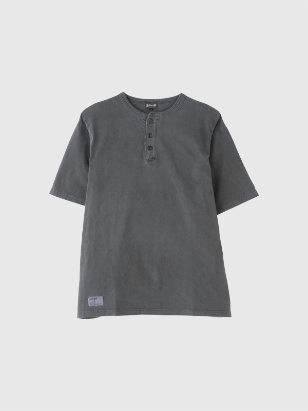 Schott,ショット,Tシャツ,ヘンリーネック,シンプル,無地,綿,100%,半袖,ピグメント,オーバーダイ,7oz,顔料染め,肉厚,7825934008
