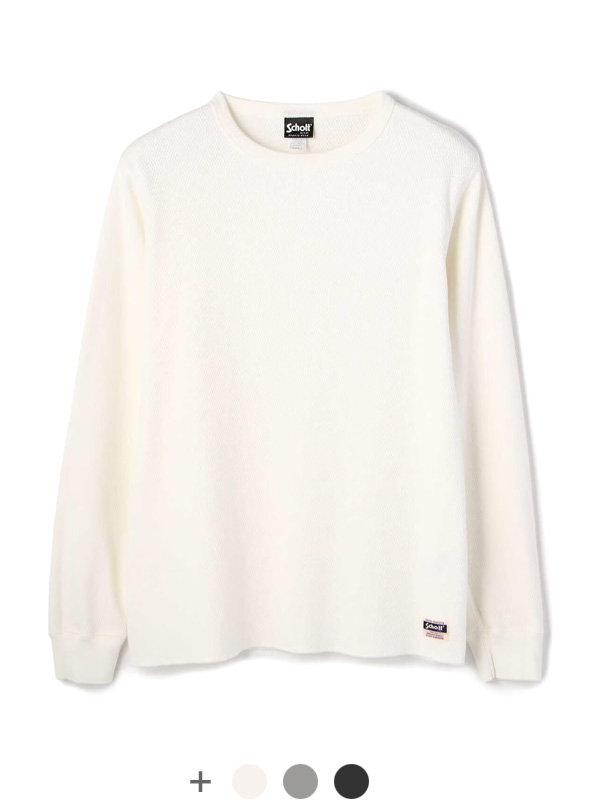 Schott,ショット,Tシャツ,メンズ,レディース,長袖,ブランド,無地,シンプル,ワッフル,LS,HONEYCOMB,CREWNECK,T-SHIRT,3113152,7821930001