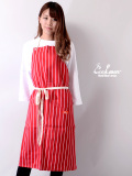 COOKMAN,クックマン,エプロン,おしゃれ,かわいい,ブランド,ロング,男女兼用,Long,Apron,Stripe,ストライプ,レッド,233-91907