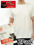 通販,CAT'S,PAW,キャッツポウ,Tシャツ,メンズ,無地,半袖,白,ホワイト,2枚セット,2枚組,パックT,ポケT,アメリカ製,CP77200