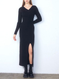 EMODA,エモダ,ワンピース,春,レディース,シンプル,おしゃれ,かわいい,カシュクールリブスリットワンピース,042410370001