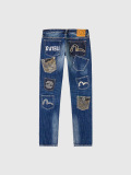 EVISU,エヴィス,ジーンズ,マルチポケット,カモメ,家紋,ロゴ刺繍,テーパーフィット,ボタンフライ,BROCADE,PATCH,2ESHTM6JE1050