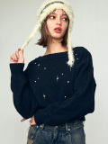 EMODA,エモダ,スパーク,ビジュー,ニット,レディース,おしゃれ,かわいい,シンプル,スパークデザイン,メタリック刺繍,042462631501