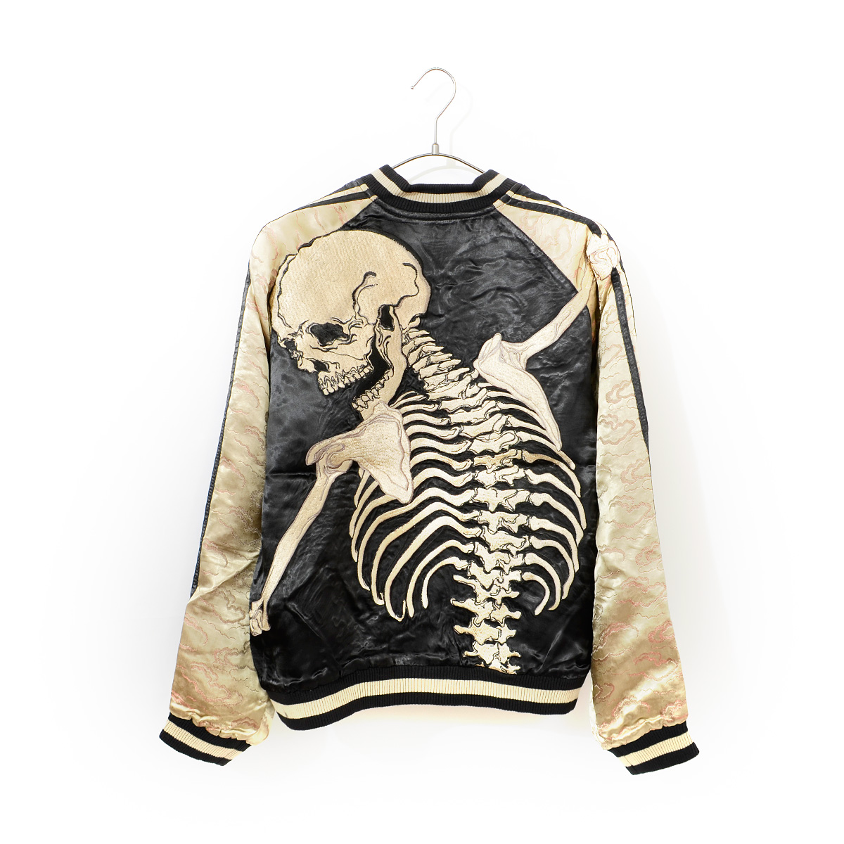 スクリプト,花旅楽団,和柄,スカジャン,抱着,髑髏,ドクロ,スカル,SKULL,刺繍,メンズ,SKJ-145