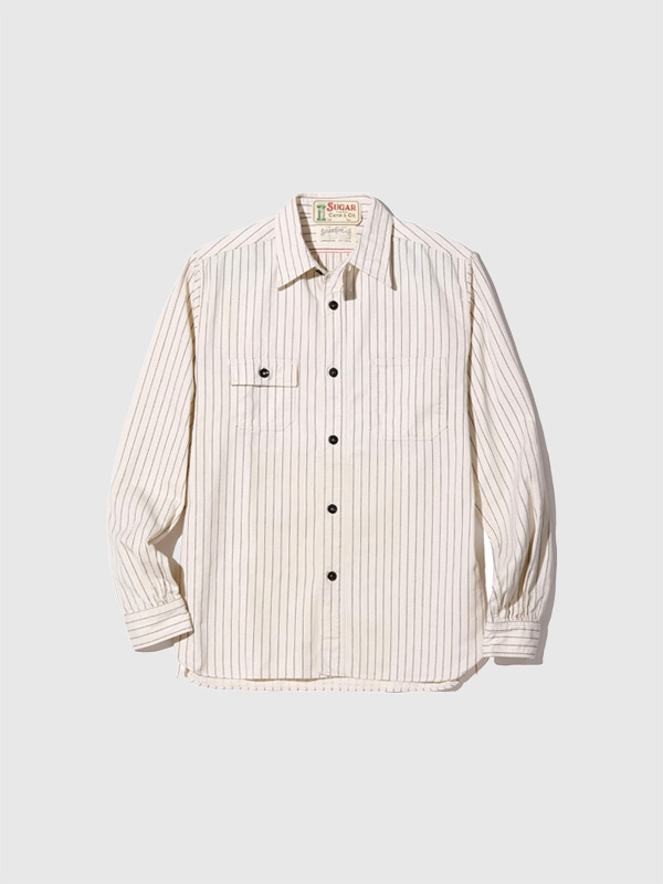 SUGAR,CANE,シュガーケーン,シャツ,長袖,FICTION,ROMANCE,8.5oz.WHITE,WABASH,STRIPE,WORK,SHIRT,ホワイト,ウォバッシュ,SC27076