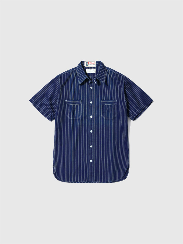 SUGAR,CANE,シュガーケーン,シャツ,半袖,メンズ,レディース,カジュアル,FICTION,ROMANCE,8.5oz.,WABASH,STRIPE,WORK,SHIRT,SC36267