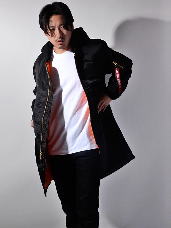 【美品】Alpha Industries MA-1 ロングジャケット Sサイズ ALPHA INDUSTRIES アルファ MA-1 ジャケット メンズ レディース