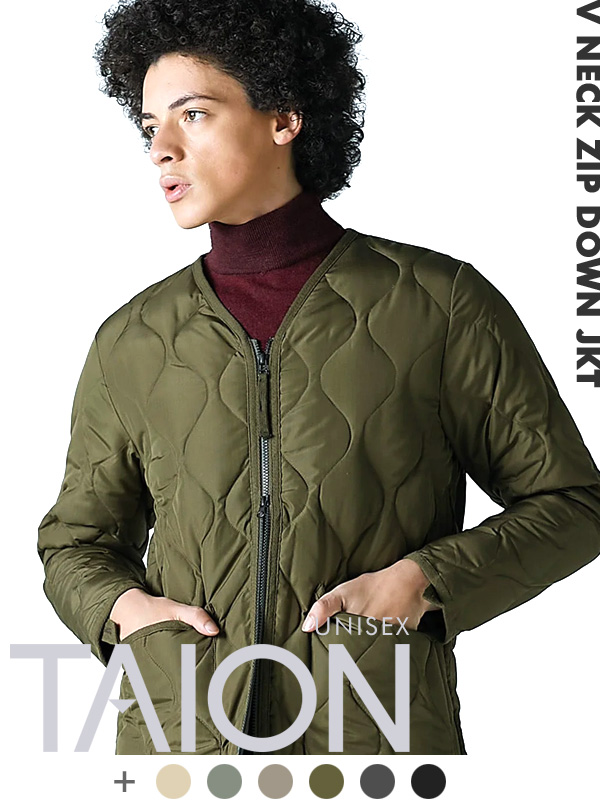 TAION,タイオン,ダウン,レディース,メンズ,大きいサイズ,ブランド,おしゃれ,かわいい,ミリタリー,Vネックジップ,TAION-101ZML-1
