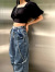 EMODA,エモダ,デニムパンツ,レディース,ダブル,ベルト,ルーズ,ジーンズ,おしゃれ,かわいい,春夏,美脚,脚長,042442470001