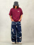 EVISU,エヴィス,ジーンズ,カモメ,家紋,タイダイ,デニム,パンツ,ワイド,ルーズ,ボタンフライ,2EAHTM5JE1057