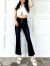 GYDA,ジェイダ,デニム,パンツ,おしゃれ,かわいい,NEW,ハイウエスト,BACK,クロス,フレアパンツ,クロスデザイン,タイトシルエット