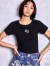 GYDA,ジェイダ,Tシャツ,半袖,GLITTER,GG,ショート,シルエット,トップス,ロゴ,ブランド,ショート丈,伸縮,072622733101