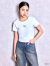 GYDA,ジェイダ,Tシャツ,半袖,GLITTER,GG,ショート,シルエット,トップス,ロゴ,ブランド,ショート丈,伸縮,072622733101