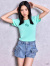 GYDA,ジェイダ,Tシャツ,半袖,GLITTER,GG,ショート,シルエット,トップス,ロゴ,ブランド,ショート丈,伸縮,072622733101
