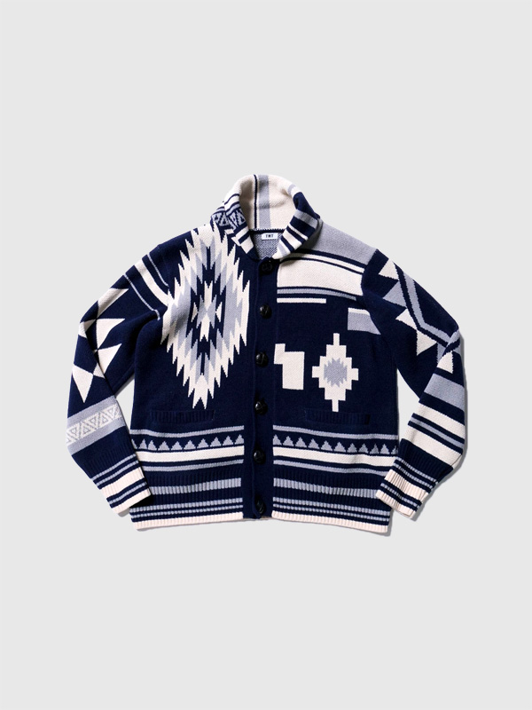 TMT,カーディガン,ニット,レディース,メンズ,柄,ネイティブ柄,アシンメトリー,NATIVE,KNIT,CARDIGAN,TKNF2401