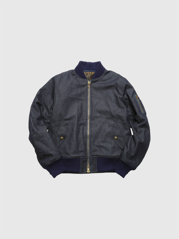 TMT,デニム,ジャケット,MA-1,中綿,ボンバージャケット,INDIGO,INDIGO,LIGHT,経年変化,加工,TJKF2502,MA-1,DENIM,JACKET