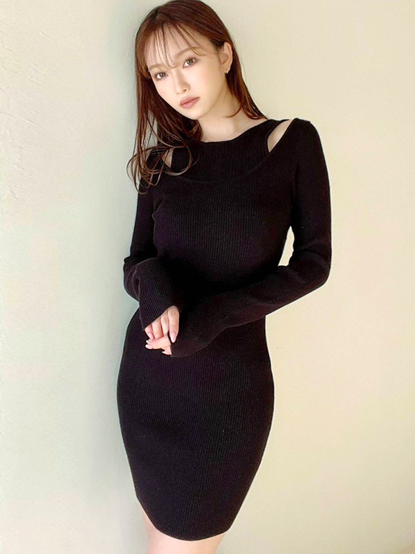 リュクス セクシー タイト リブニット ワンピース 長袖 リュクス セクシー タイト リブニット ワンピース