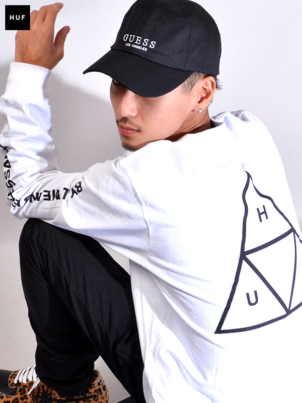HUF,ハフ,ロンT,Tシャツ,メンズ,レディース,ユニセックス,大きいサイズ,長袖,ロゴプリント,ESSENTIALS,TRIPLE,TRIANGLE,L/S,TS00506-W