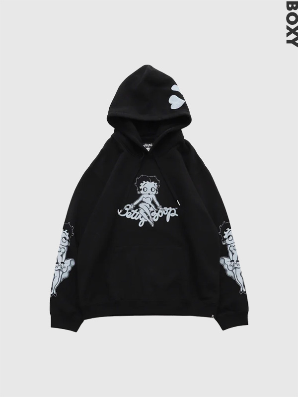 MASTERMIND,WORLD,×,BETTY,BOOP,マスターマインド,ワールド,フーディー,ベティちゃん,コラボ,スカル,パーカー,BOXY,FIT,MW25C15-SW201