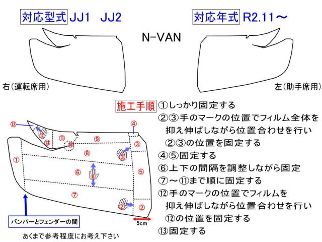 ヘッドライトプロテクションフィルム (N-VAN JJ1 JJ2) 車種専用 カット