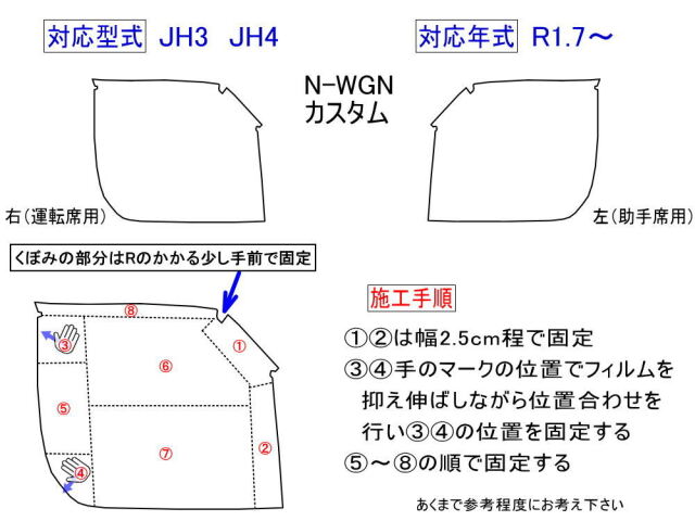 ヘッドライトプロテクションフィルム (N-WGN カスタム JH3 JH4) 車種