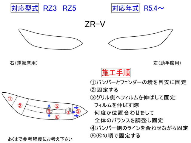 ヘッドライトプロテクションフィルム (ZR-V) 車種専用 カット済み 左右