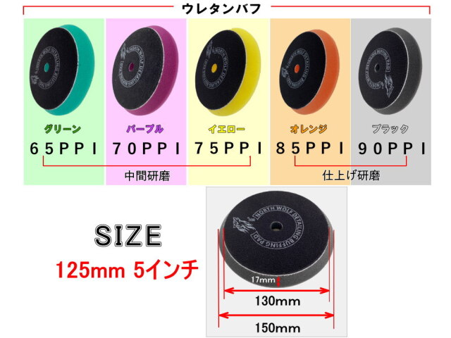 5インチ ブラック ロング ウールバフ ルペス rupes 洗車 業務用 