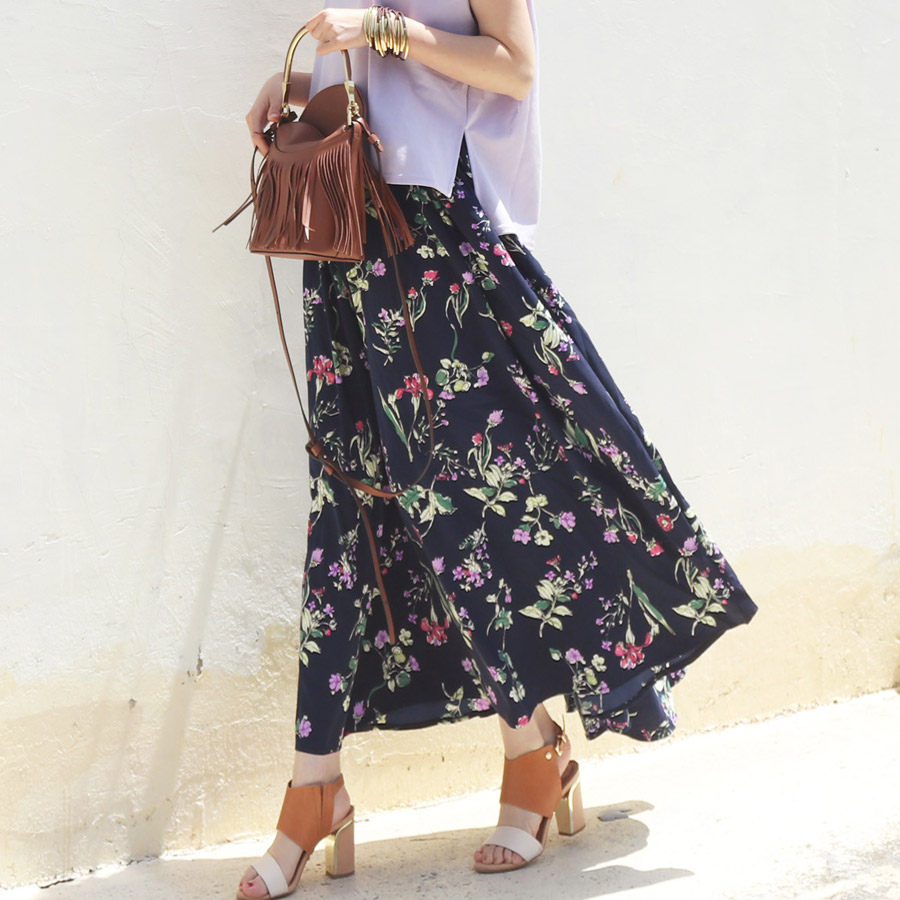 アルマ・フラワー柄フレアースカート