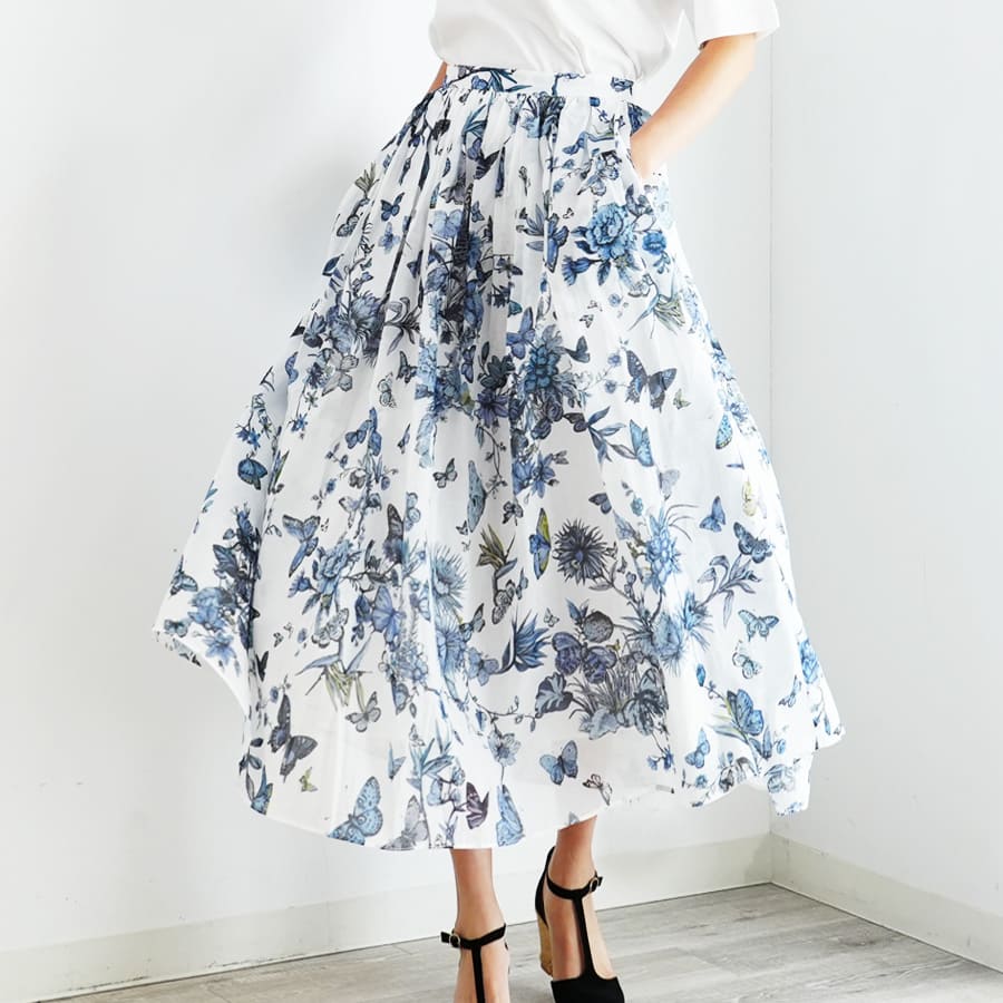 バタフライガーデンリッチフレアースカート