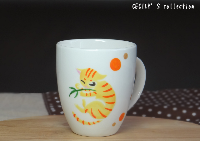 猫手描きオーダーマグカップ（名入れ）ラウンドフォルム②