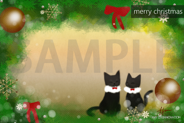 ねこイラストのポストカード（冬）【クリックポスト対応商品】