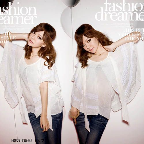 ドレープスリーブ☆シフォンポンチョ風トップス