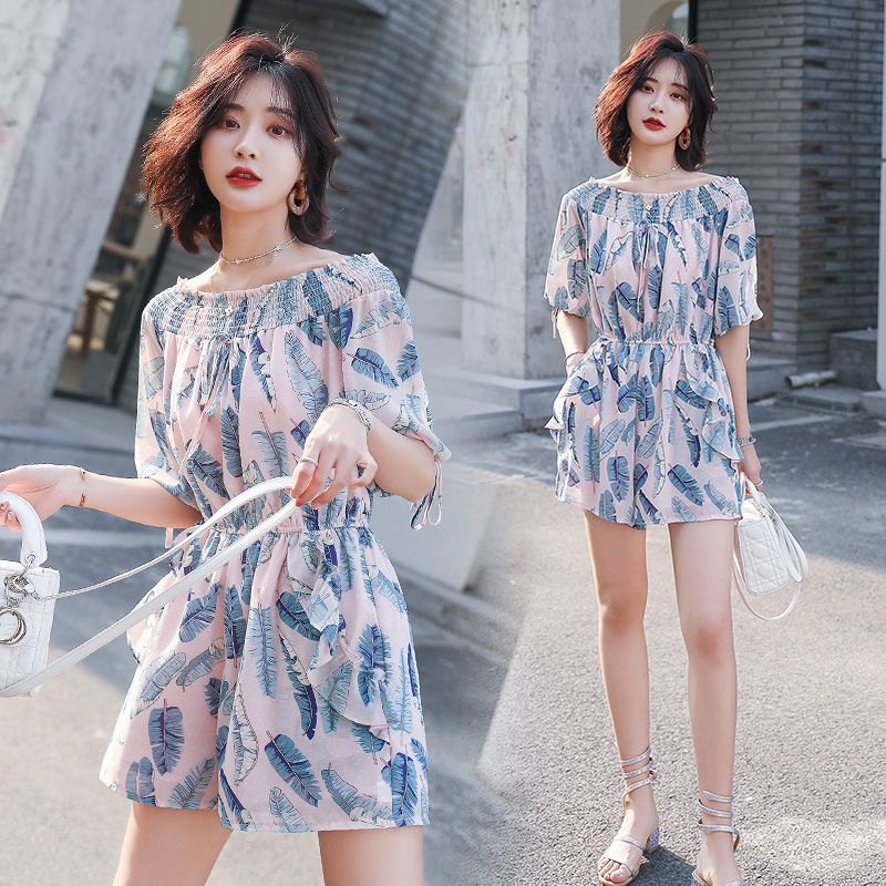 リーフ柄・ショートパンツ・ロンパース