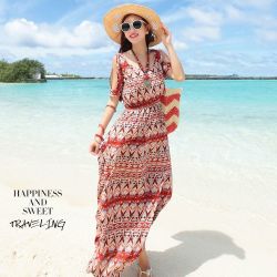 肩カット・ロングマキシ丈ワンピース（３色展開）