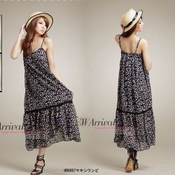 スカルドット柄シフォンマキシ丈ワンピース