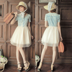 ファッションショップaya デニム切り替え ワンピース