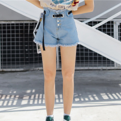ベルト付デニムショートパンツ