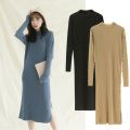 サイドボタン・シンプル・ニットワンピース