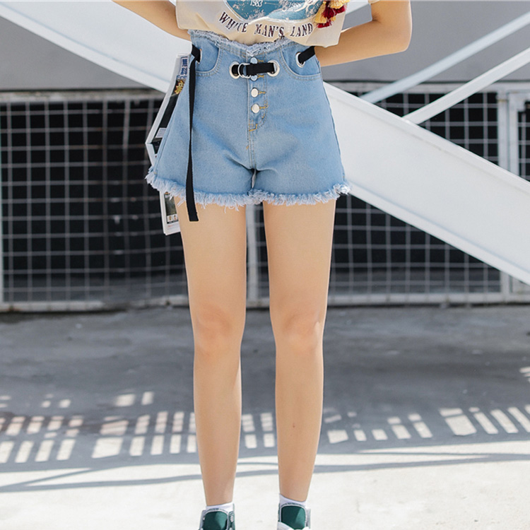 ベルト付デニムショートパンツ