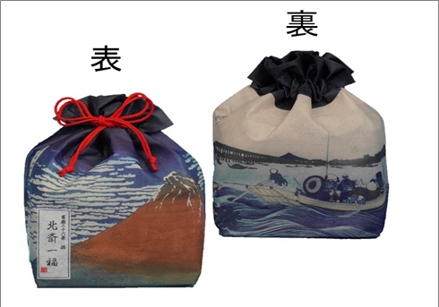 冨嶽三十六景 撰 北斎一福巾着袋 赤富士/東あられ本鋪【公式通販】